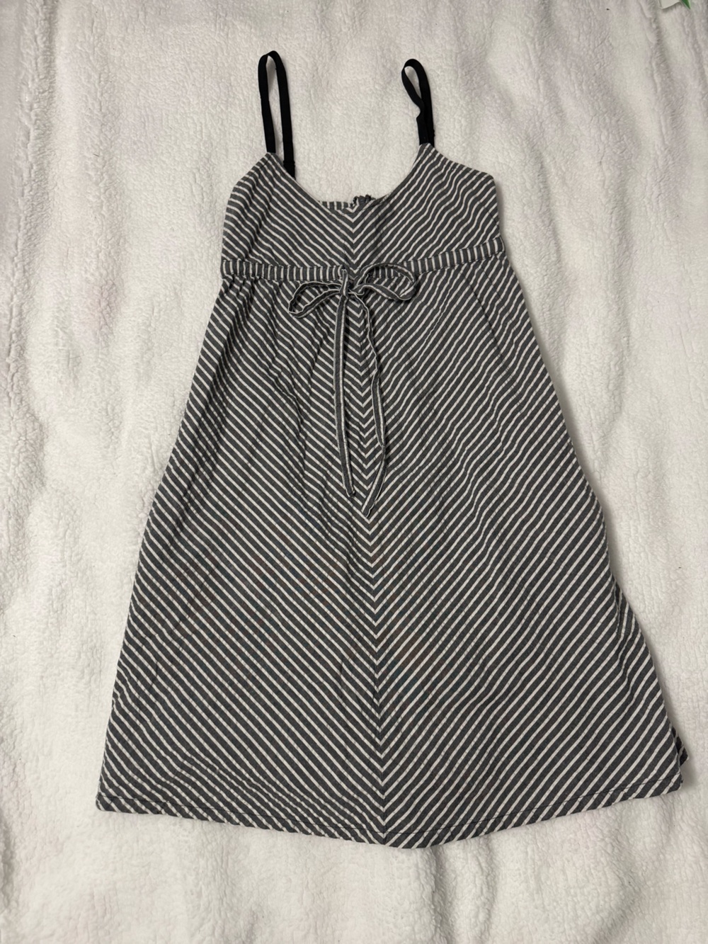 split Gray and white Striped Sundress with Tie-able Front Bow 100% cotton
